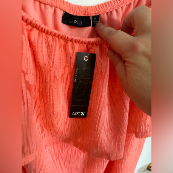 Coral Peach on / off shoulder 2 layer dress - Picture 4 of 10